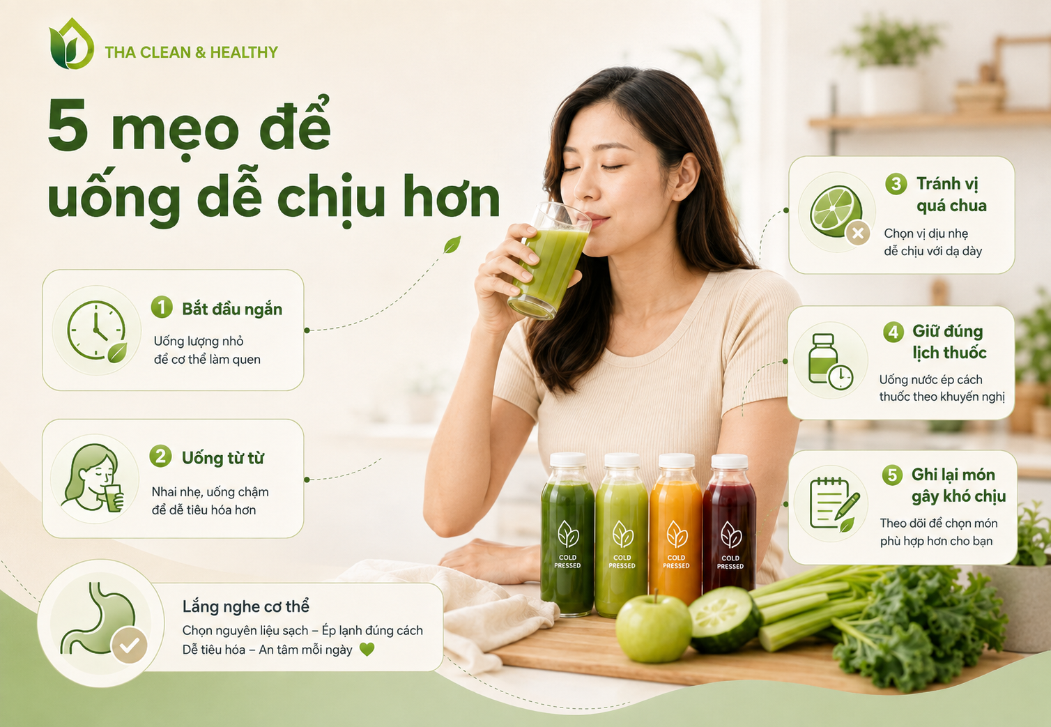 Khi đau dạ dày uống detox, có 5 mẹo giúp quá trình detox của bạn trở nên dễ chịu và hiệu quả hơn